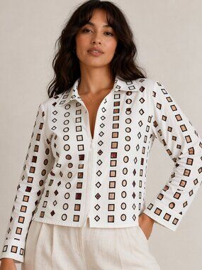 Sidestreet Boutique Lake Tahoe Geometric Cutout Zip Jacket Women’s Large Artwear